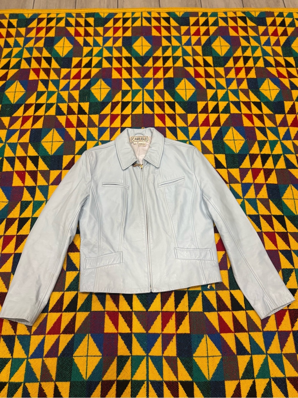 Carlisle women’s leather jacket light blue size 12